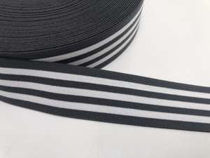 Blød elastik til undertøj -  4 cm i  stribet,  grå / hvid
